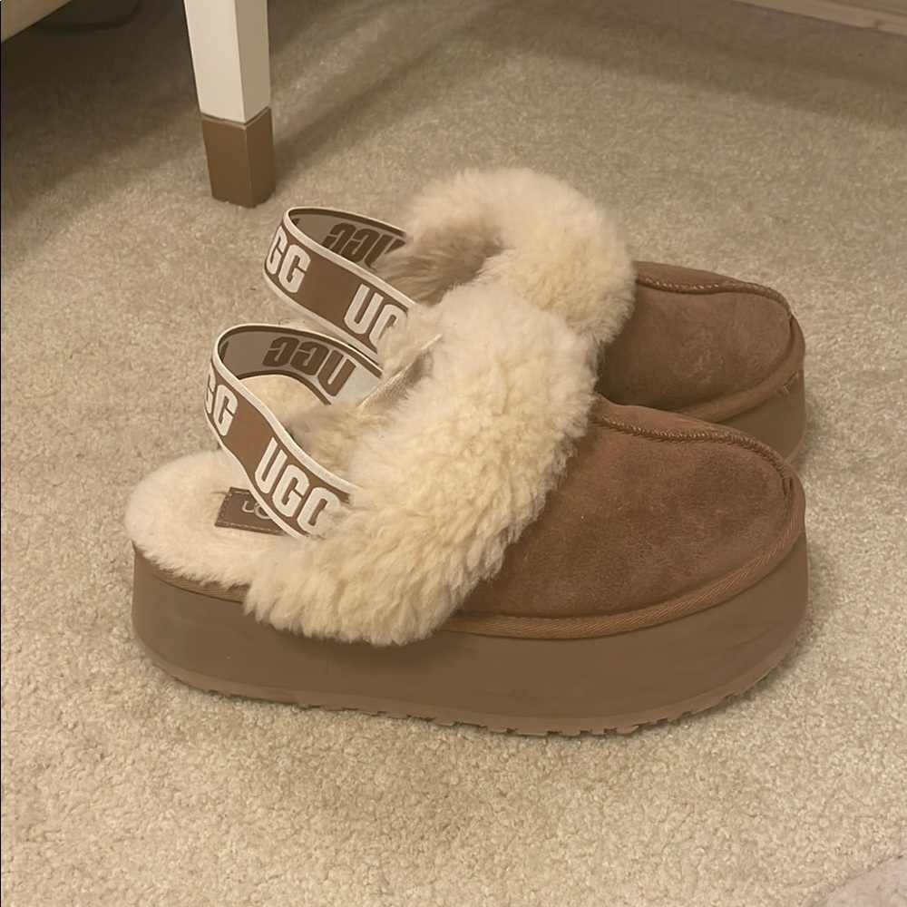 UGG Brown Cream Mules with Plush Lining